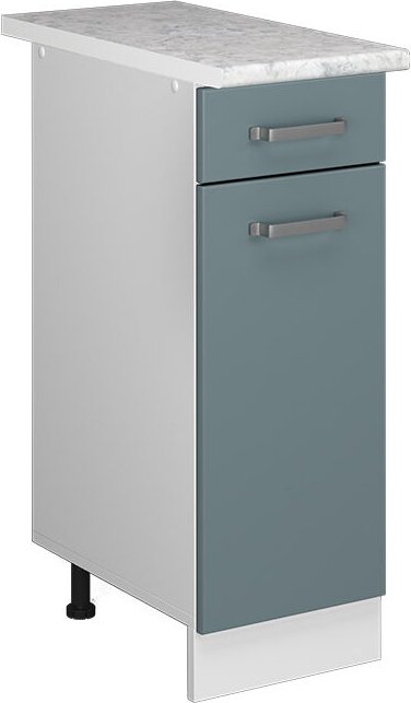 Vicco - Unterschrank R-Line, Blau-Grau, 30 cm mit Schublade, mit Arbeitsplatte