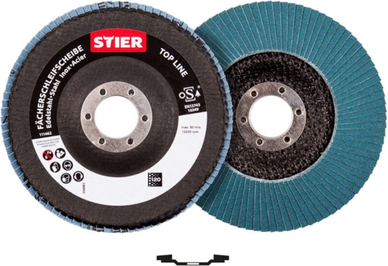 Profi Fächerscheiben, Schleifscheiben, K60, 115mmx22,23mm, 10 Stück - Stier