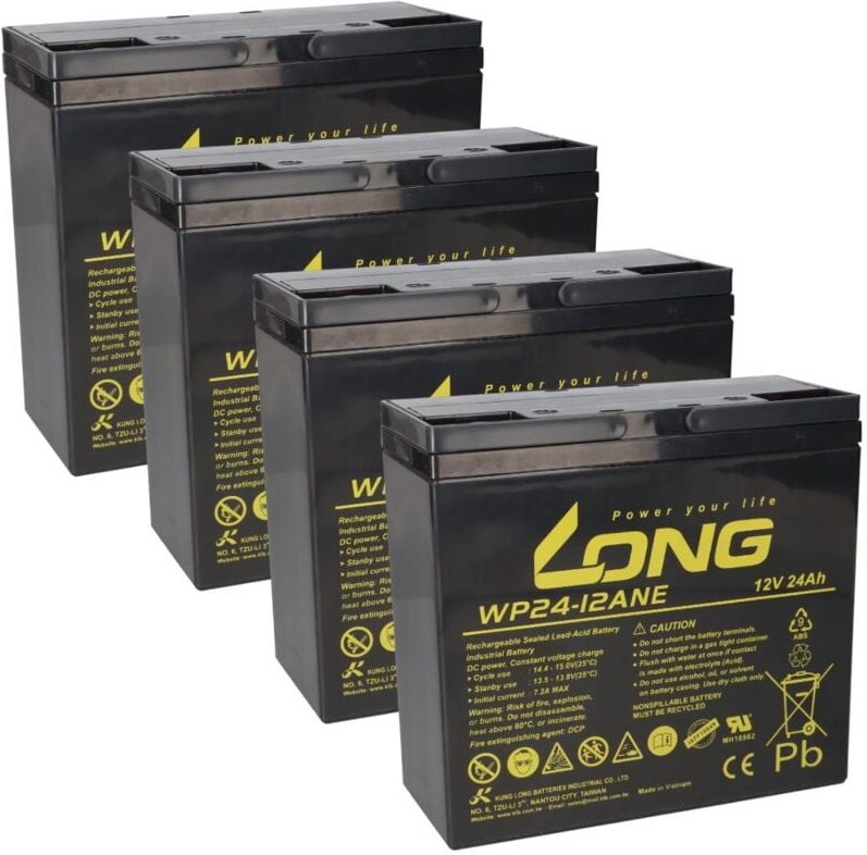 Akkusatz 4x Kung Long 12V (48V) 24Ah für E-Scooter E-Roller E-Mobil