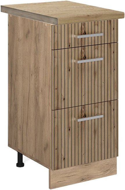 Vicco - Küchenunterschrank R-Line, Artisan-Eiche, 40 cm mit Schubladen, ap Eiche