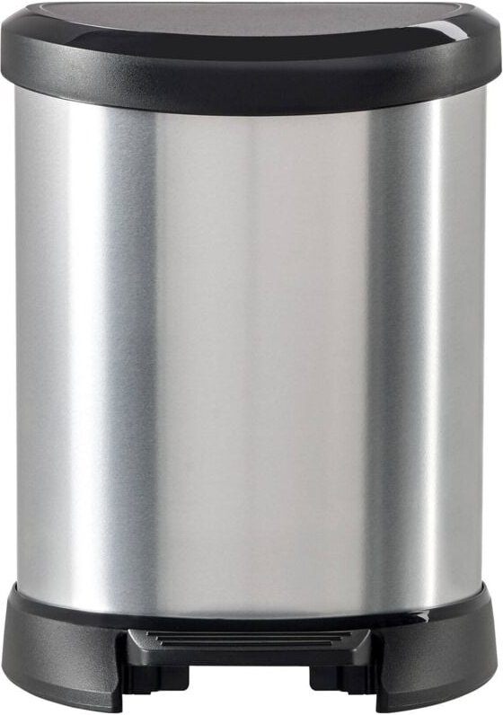 Mülleimer Suni, Abfalleimer, Behälter zur getrennten Abfallsammlung, Müllschrank, 25x21 h28 cm, Silber und Schwarz - Dmo...
