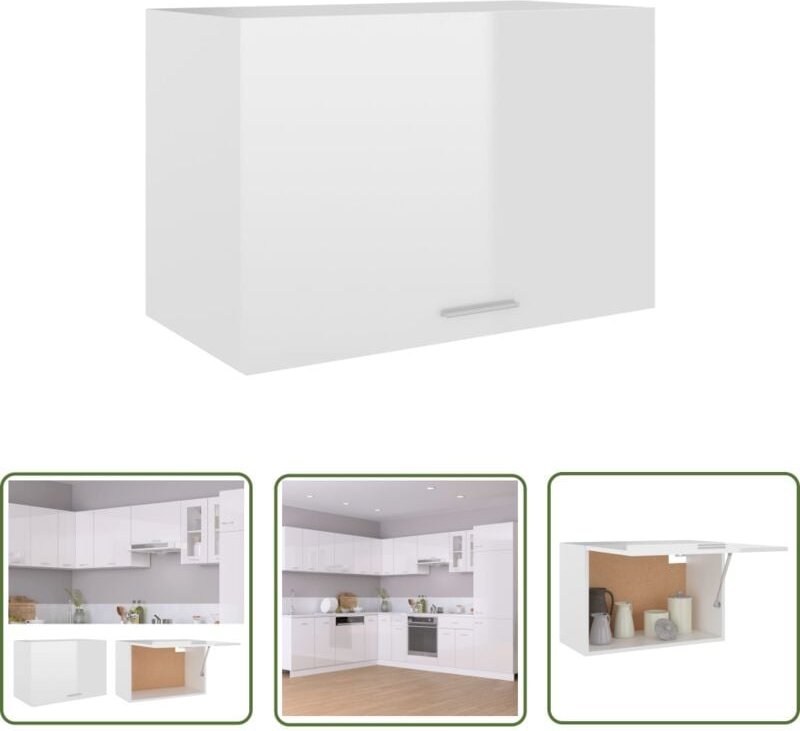 Hängeschrank Hochglanz-Weiß 60x31x40 cm Holzwerkstoff - Küchenregal - Hängeschrank - Weißer Schrank - Holzschrank - Wohn...