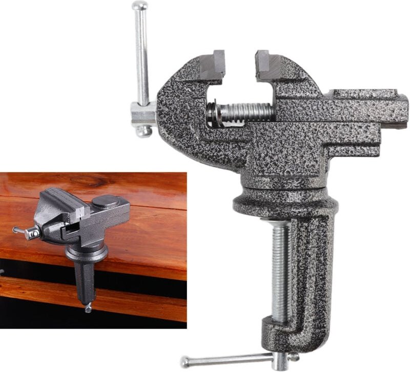 360 Grad drehbarer Schraubstock, kleine Klemme aus Gussstahl für die Holzbearbeitung und Schmuckherstellung