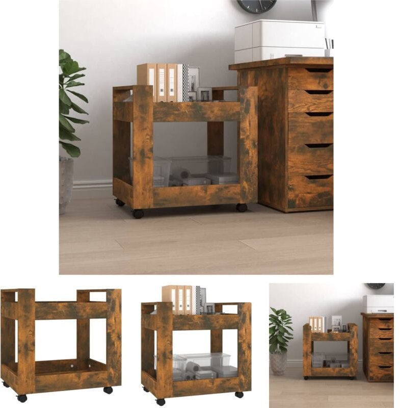The Living Store - Bürowagen Räuchereiche 60x45x60 cm Holzwerkstoff - Kücheninseln & Küchenwagen - Braun