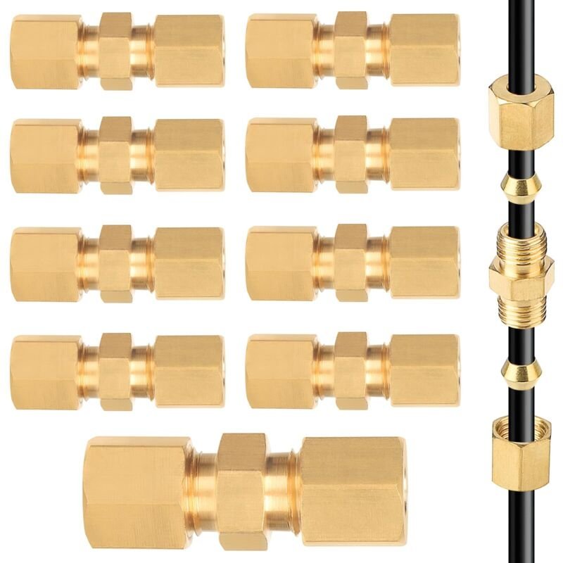 10 x Bremsleitungsverbinder, 4,75 mm Bremsleitungsverbinder, 3/16 Zoll Bremskabelverbinder, vernickeltes Kupfer