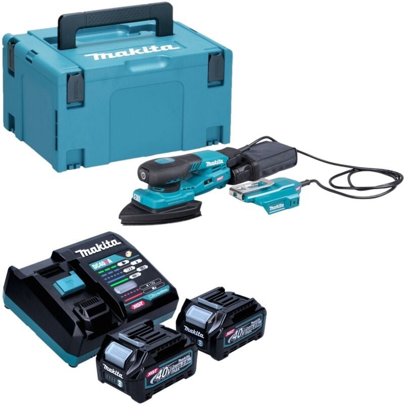 Makita BO 006 CGD201 Akku Deltaschleifer 40 V max. 100 x 150 mm 3,0 mm Hub Brushless + 2x Akku 2,5 Ah + Ladegerät + Makp...