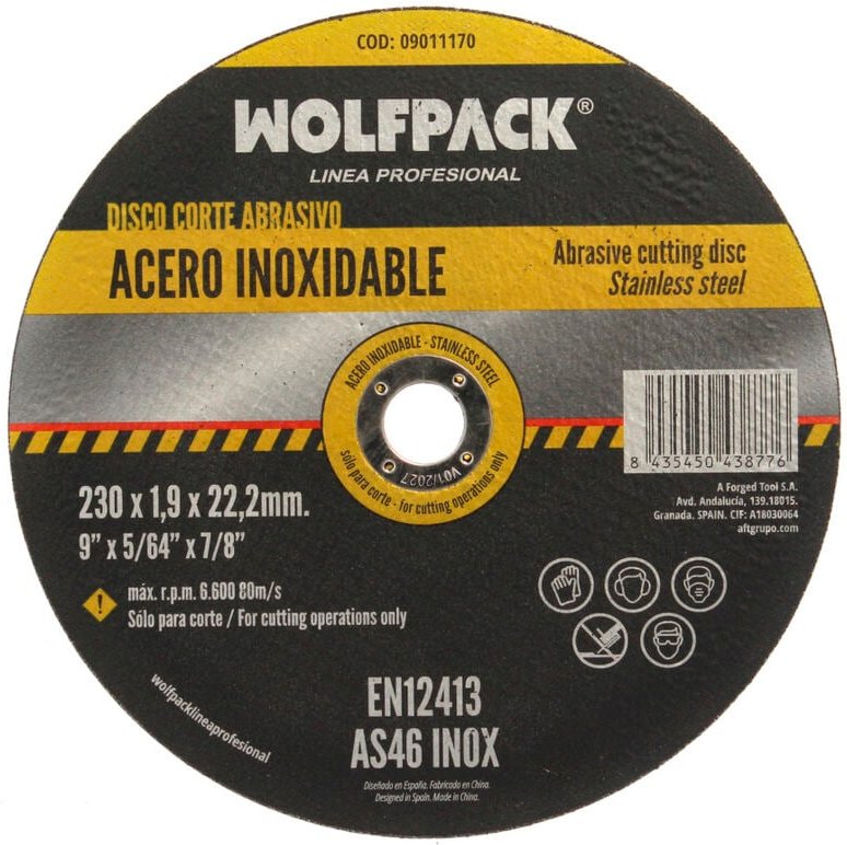 Rostfreie Trennscheibe 230x1,9x22,2 mm.