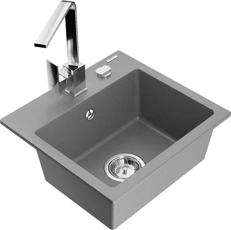 Milo 1-Becken-Granit-Spüle mit Mischbatterie Rita, Grau - 6505-71-670300-00 - Mexen