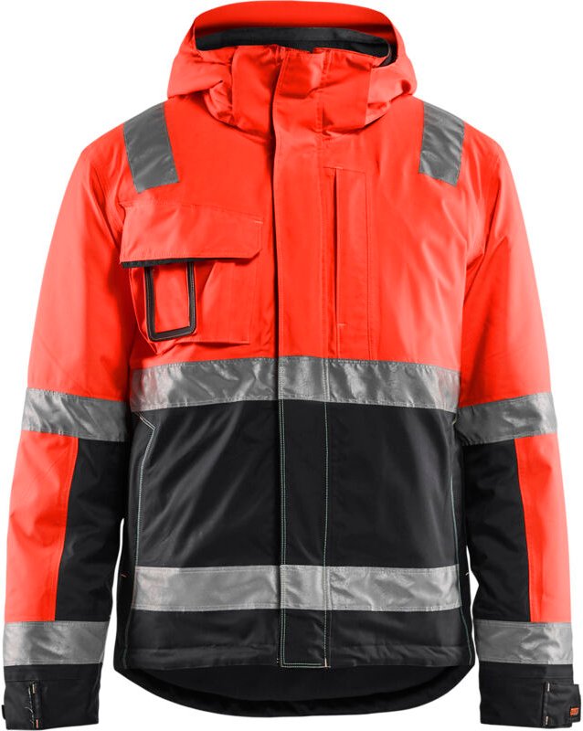 Arbeitsjacke Winter Hochsichtbarkeit Stretch 4870 - Neonrot/Schwarz 5XL