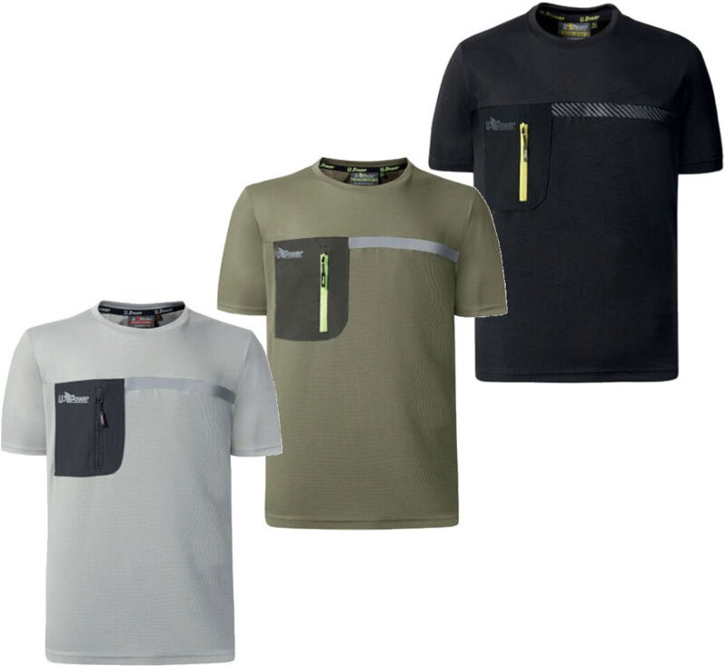 Kurzärmiges Arbeitst-Shirt aus CHRISTAL-Gewebe – Olivgrün 2XL