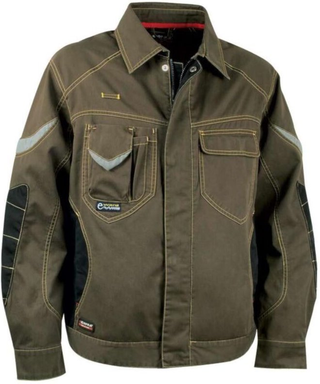 Cofra Arbeitsjacke STONE WASH mit vielen Taschen und Reflektionsstreifen braun 60