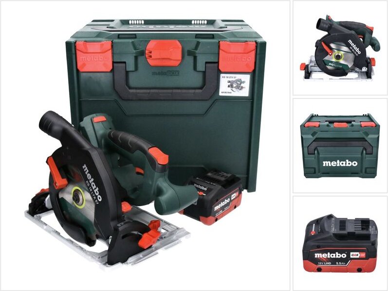 Metabo KS 18 LTX 57 Akku Handkreissäge 18 V 165 mm + 1x Akku 5,5 Ah + metaBOX - ohne Ladegerät