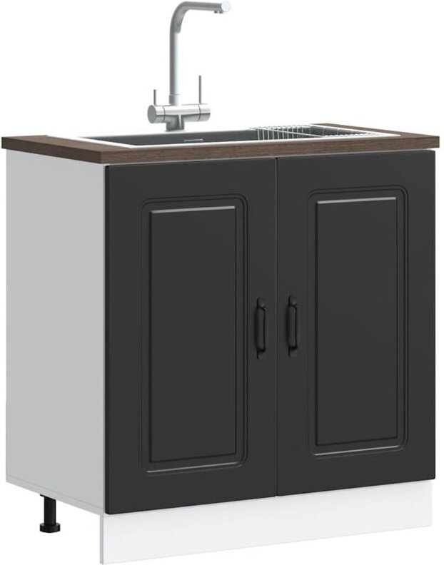 Spülenunterschrank Kalmar Schwarz 80x46x81,5 cm Holzwerkstoff - Vidaxl