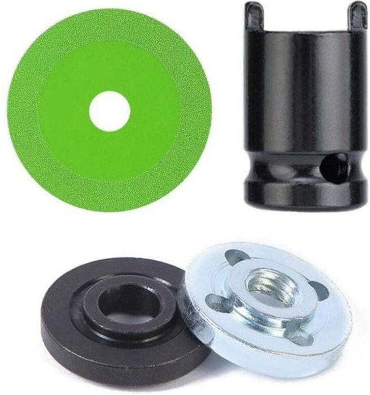Thumbnail - Glastrennscheiben-Set mit Adapter, 10 cm, ultradünne Sägeblätter, Jade, Kristallschleifen, Anfasen, Grün
