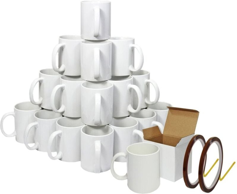 Monster Shop - Sublimationsbecher, 72 Stück, weiße Keramik mit Polymerbeschichtung Großer 325 ml Becher der Güteklasse a...