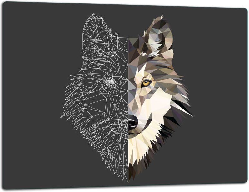 Glasschild Schneidebrett 52x40 Schwarzer Wolf