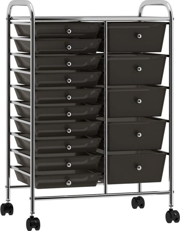 Xxl Schubladenwagen mit 15 Schubladen Schwarz Kunststoff - Vidaxl