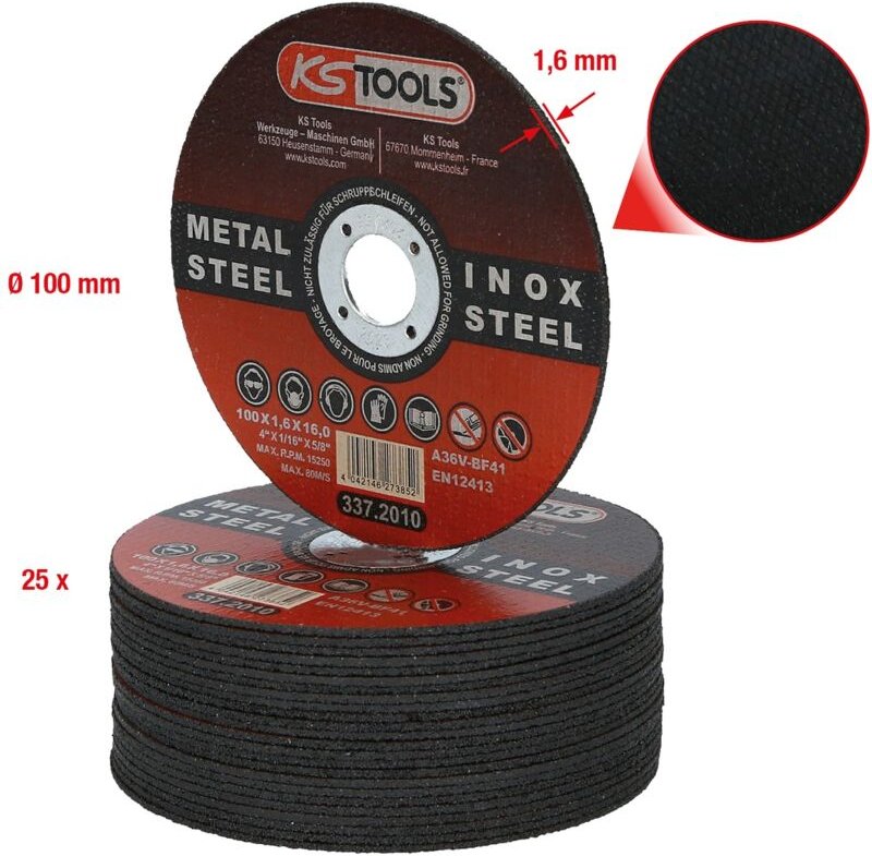 Ks Tools Hochleistungs-Dünntrennscheibe, ø 100 mm, 1,6 mm, 25 Stück