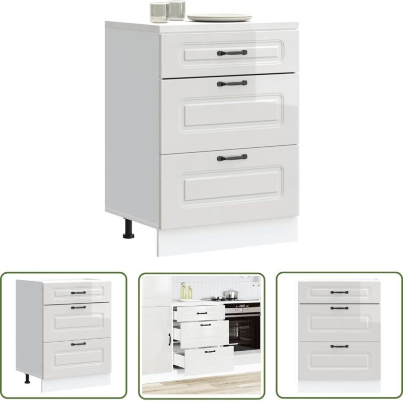 The Living Store - vidaXL Küchenunterschrank Kalmar Hochglanz-Weiß Holzwerkstoff