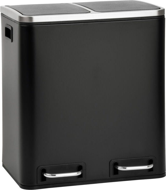 TM2X15 Mülleimer 30 Mülltrennsystem Abfalleimer mit Fächern Schwarz - Svita