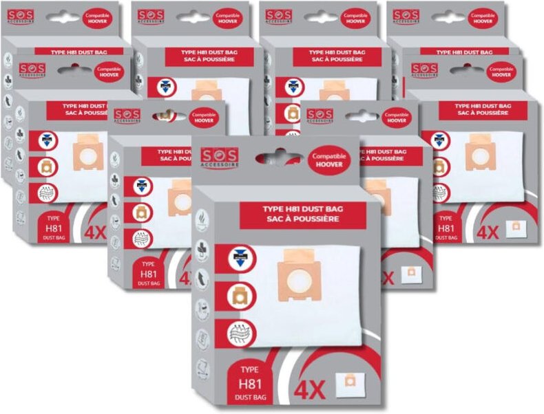 Ersatzteil - SOS Accessoire Lot de 9 boîtes de 4 sacs microfibre H81 pour Aspirateur HOOVER 35601865 - - HOOVER