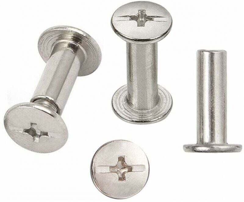 30 set di viti di rilegatura Chicago, viti di rilegatura nichelate 5 mm x 15 mm, tono argento