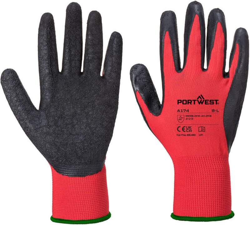 Thumbnail - Latex-Handschuhe Flex Grip Rot/Schwarz 2XL – Größe 11