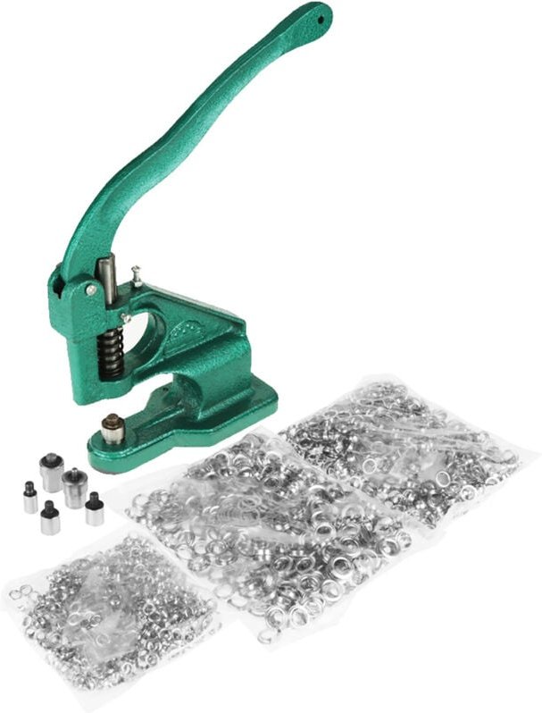 Stück Ösenmaschine mit manuellem Druck, mit 3 Matrizen und 1500 Ösen, 6/10/12 mm