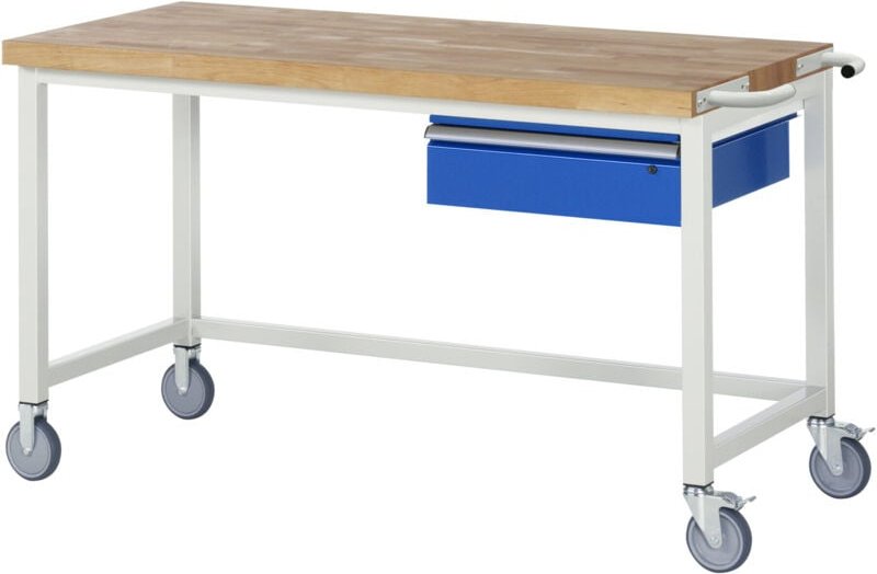 Fahrbare Werkbank mit Querstrebe und Schublade BxTxH 1500x700x880mm - RAU