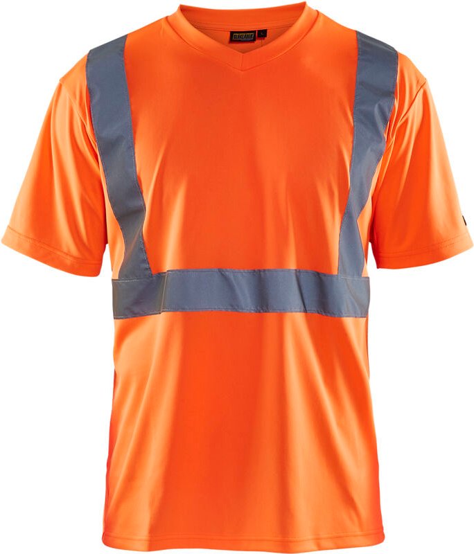 Hochsichtbares Arbeitsshirt mit V-Ausschnitt 3313 – Neonorange L