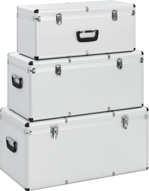 Aufbewahrungskoffer 3 Stk. Silbern Aluminium - Vidaxl