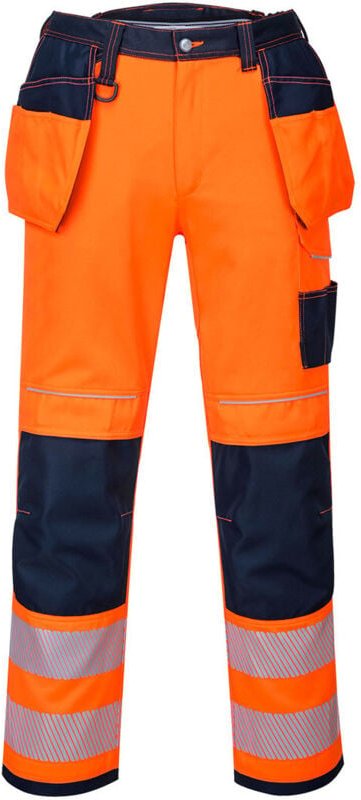 Hose HV PW3 mit schwebenden Taschen Orange/Marine Kurz L - DE(48) - UK(38)