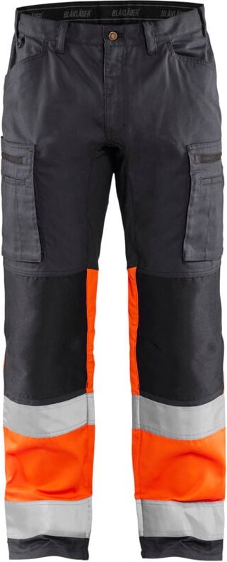 Hochsichtbarer Stretch-Arbeitshose 1551 - Mittelgrau/Neonorange XL - FR(50) - SE(C56) - Lang