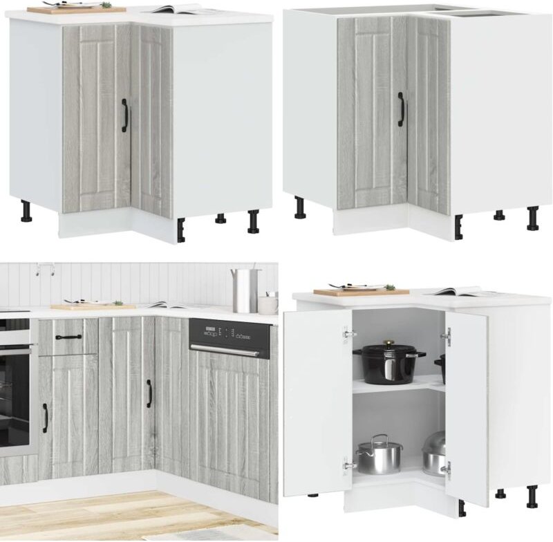 Küchen-Eckunterschrank Lucca Grau Sonoma Holzwerkstoff - Vidaxl