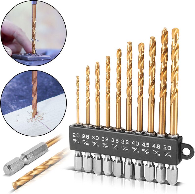 Stahlwerk - Universal Spiralbohrer Set 2-5 mm mit Sechskant-Schaft 10-teilig