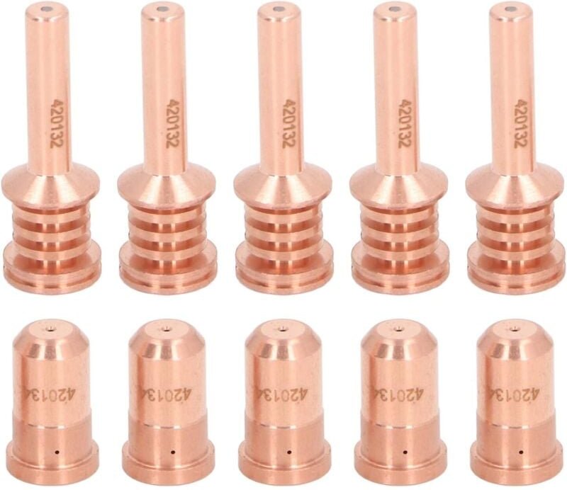 Verbrauchsmaterial-Kit für Plasmaschneider, Plasmaschneiderdüse, 5 Elektroden 420132 und 5 Düsen 420134, Messing-Schneid...