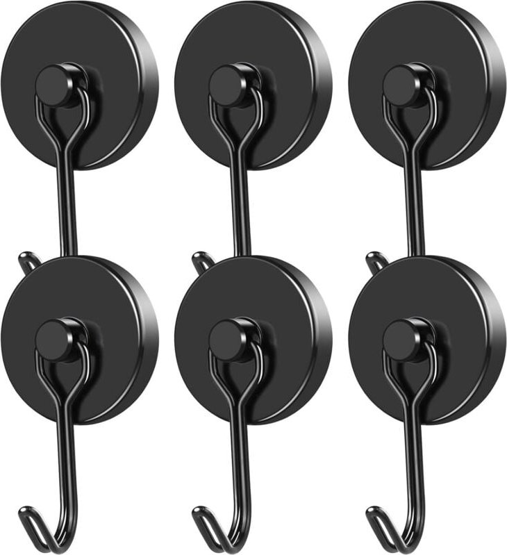 Rnemitery - Leistungsstarker Magnethaken, magnetischer Haken, Kühlschrank, schwarzer Neodym-Schwenkmagnet, magnetischer ...