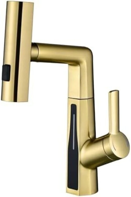 Badezimmerarmatur mit LED-Temperaturanzeige, ausziehbares Design Badezimmer-Waschbeckenarmaturen Re