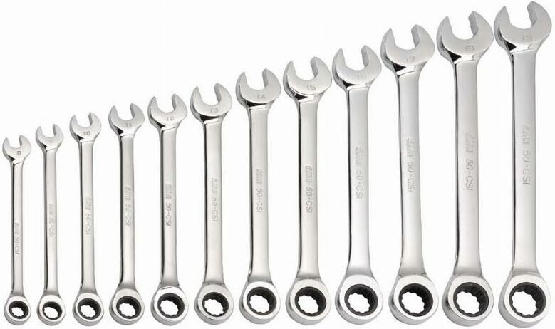 Satz von 12 Ringmaulschlüsseln mit Ratsche sam - 50CSIJ12