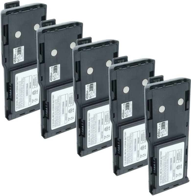 vhbw 5x Akku Ersatz für Motorola PMNN4005, HNN9808B, WPNN4040 für Funkgerät, Walkie Talkie (2500 mAh, 7,5 V, NiMH) + Gür...