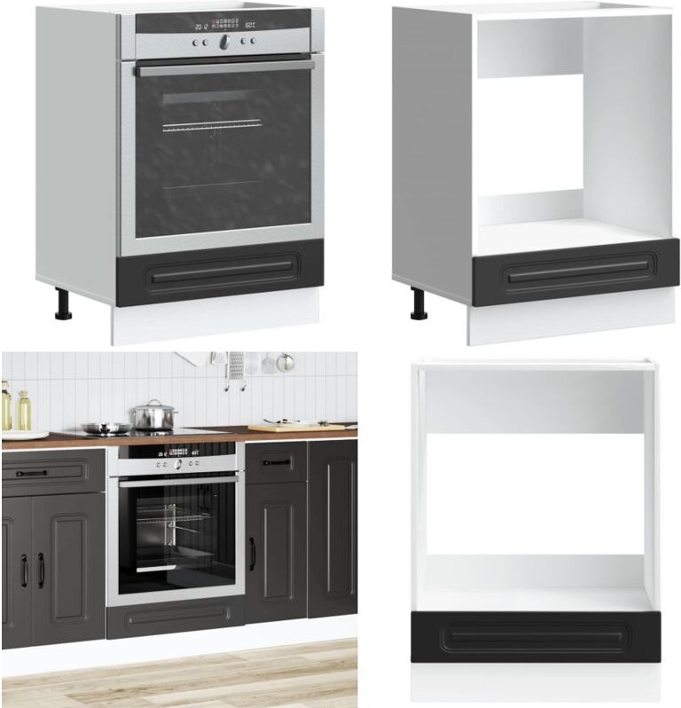 Herdumbauschrank Kalmar Schwarz Holzwerkstoff - Vidaxl