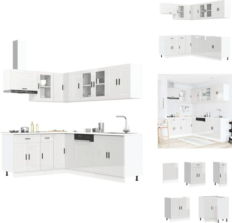 Vidaxl - 11-tlg. Küchenschrank-Set Porto Hochglanz-Weiß Holzwerkstoff - Küchenschrank-Set - Küchenschrank-Sets - Küchenz...