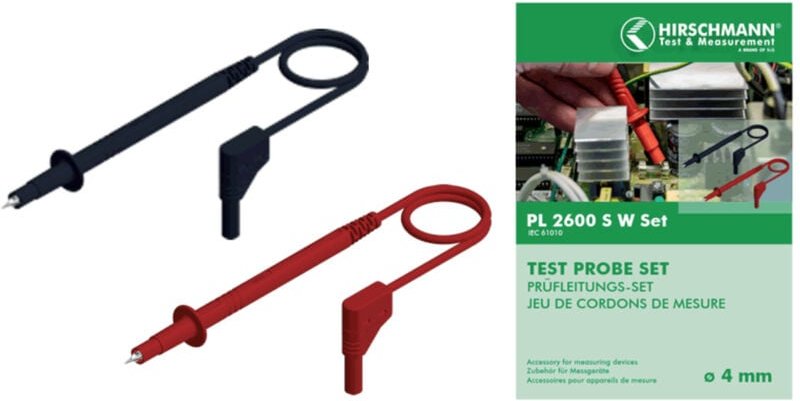 Sks Hirschmann - pl 2600 s w set Sicherheits-Messleitungs-Set Lamellenstecker 4 mm Prüfspitze 1.00 m s