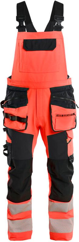 Thumbnail - Arbeitslatzhose mit Stretch-Trägern 4D Hochsichtbarkeit 2626 - Rot/Schwarz 56