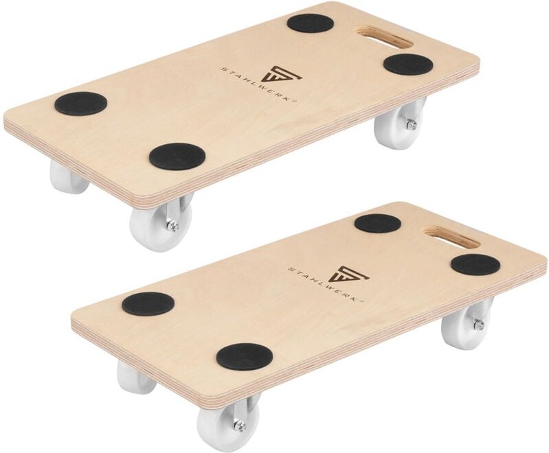 Thumbnail - STAHLWERK Rollwagen 2er Set bis 250 kg 58 x 29 cm Rollbrett Transportroller