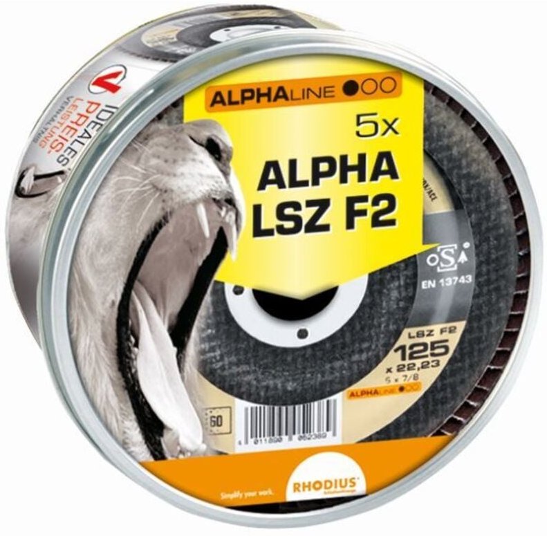 Rhodius - lsz F2, 5 Stück, 115 mm, Korn 40, Fächerschleifscheibe