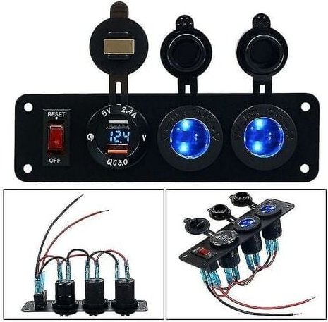 SNQ - 12-V-Zigarettenanzünderbuchse, 12-Volt-Gleichstrom-USB-Steckdosenleiste, vorverdrahtete Zigarettenanzünderbuchse