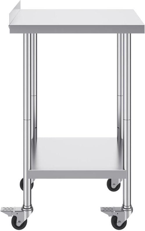 Mophorn - Arbeitstisch aus Edelstahl, 61 x 61 x 101,6 cm, robuster Lebensmittelzubereitungstisch mit Rollen, höhenverste...