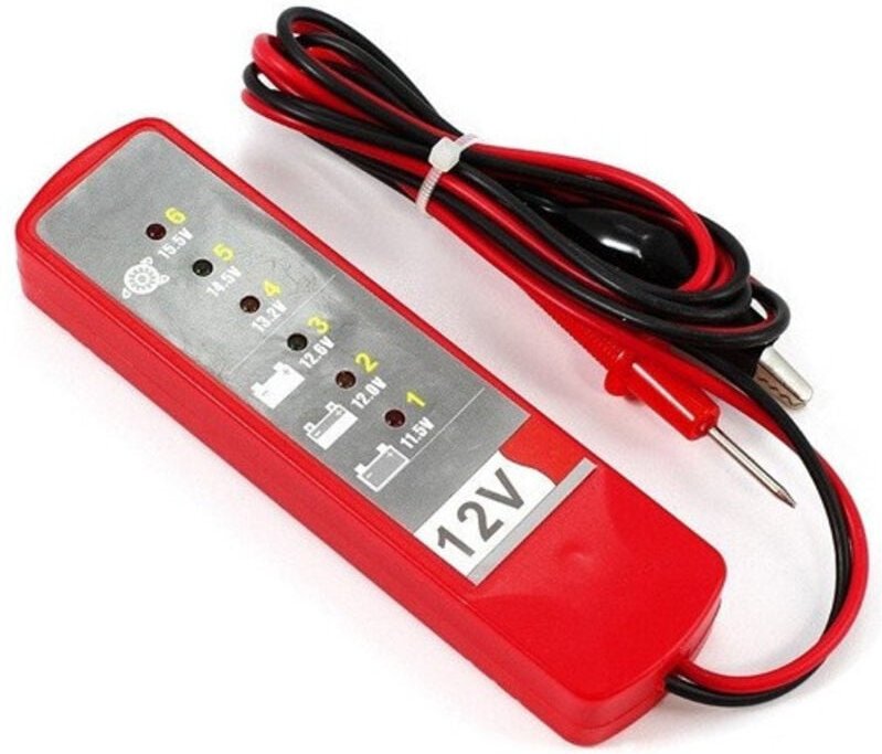 Trade Shop Traesio - Trade Shop - Digitaler Tester, 12 v, 6 LEDs, Batterieprüfung, Lichtmaschine, Auto, Motorrad -