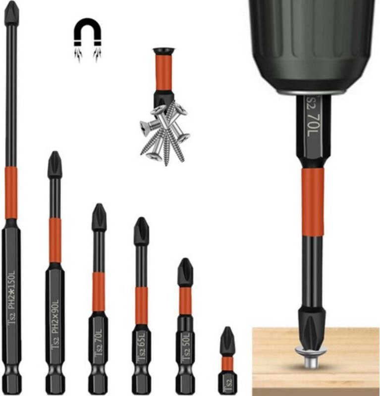 Rosfix Magnetische Kreuzbits 25/50/65/70/90/150mm 6St.